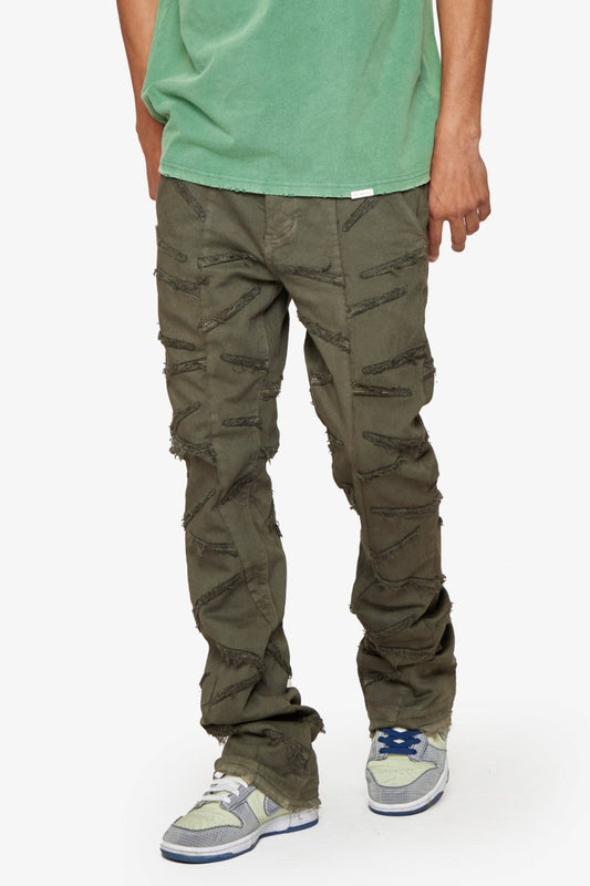 "SABER" STACKED FLARE DENIM DARK BROWN - Valabasas