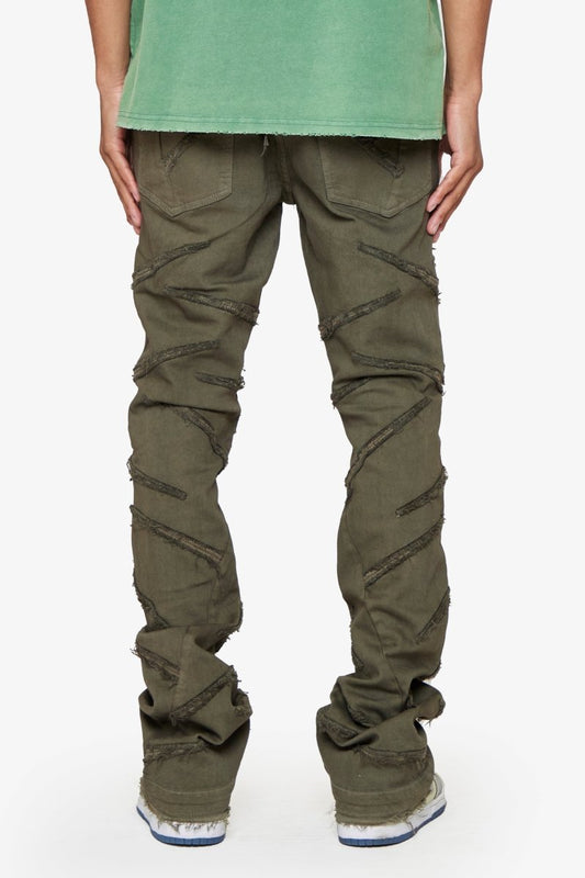 "SABER" STACKED FLARE DENIM DARK BROWN - Valabasas