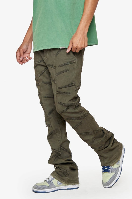 "SABER" STACKED FLARE DENIM DARK BROWN - Valabasas