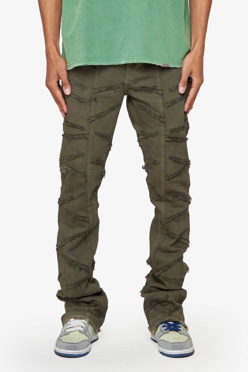 "SABER" STACKED FLARE DENIM DARK BROWN - Valabasas