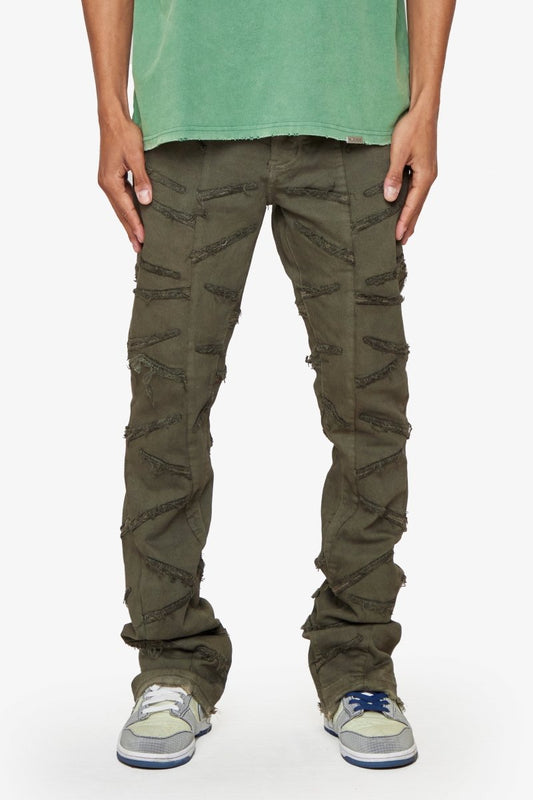 "SABER" STACKED FLARE DENIM DARK BROWN - Valabasas