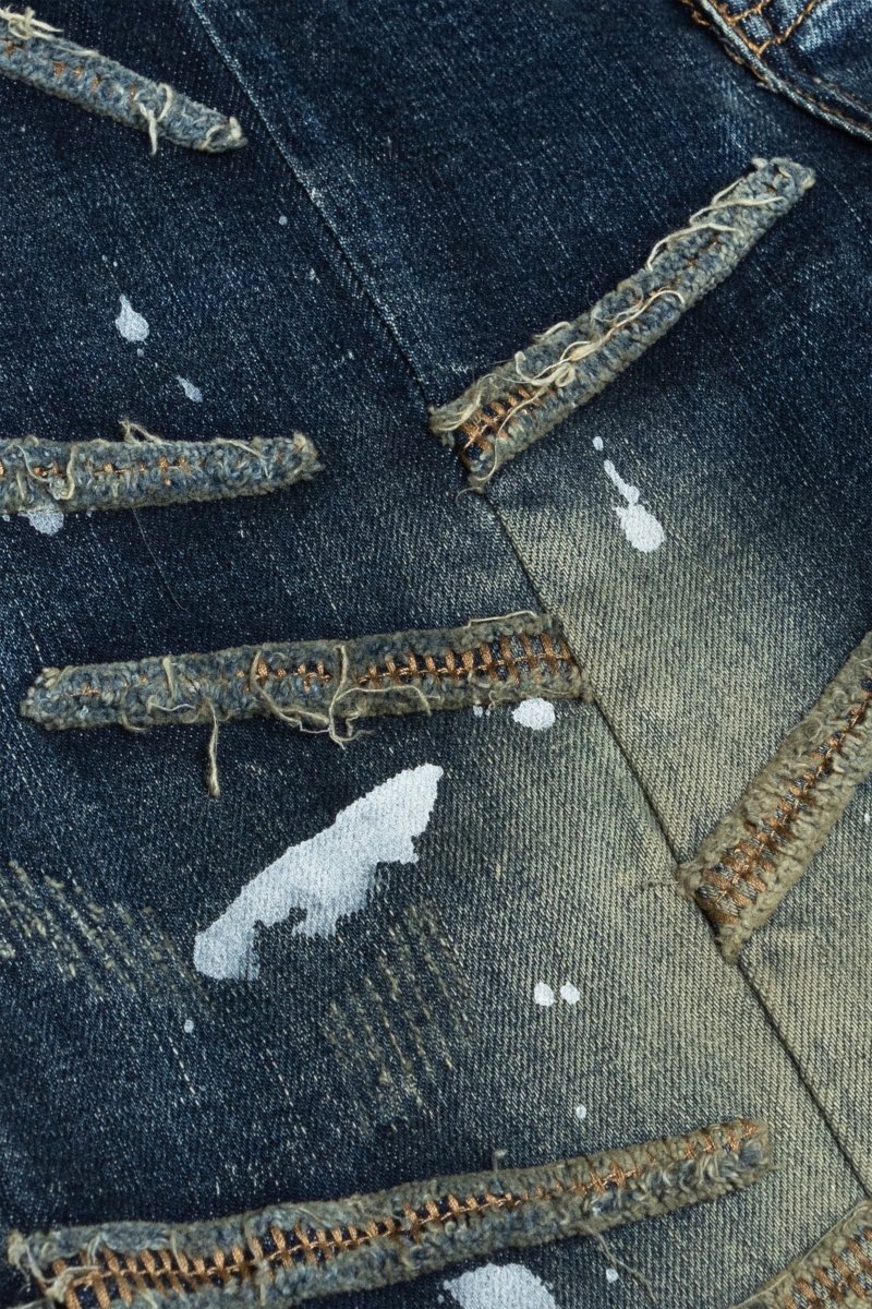 “SABER” STACKED FLARE JEAN DARK BLUE - Valabasas