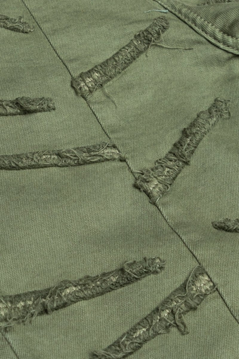 “SABER” STACKED FLARE JEAN OLIVE WASHED - Valabasas