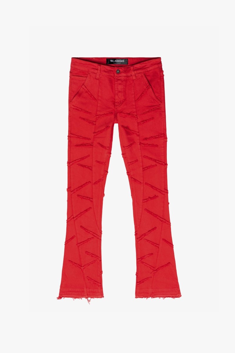 “SABER” STACKED FLARE JEAN RED WASHED - Valabasas