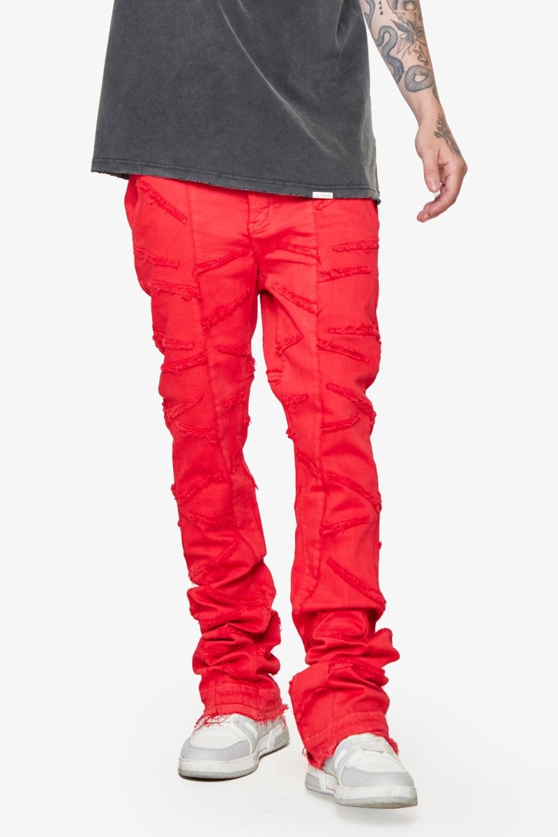 “SABER” STACKED FLARE JEAN RED WASHED - Valabasas