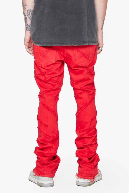 “SABER” STACKED FLARE JEAN RED WASHED - Valabasas