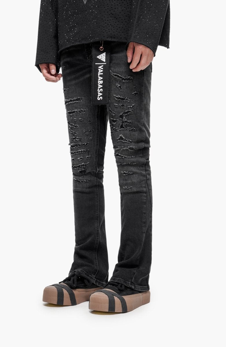 Sabotage Black Washed Stacked Jeans - Valabasas