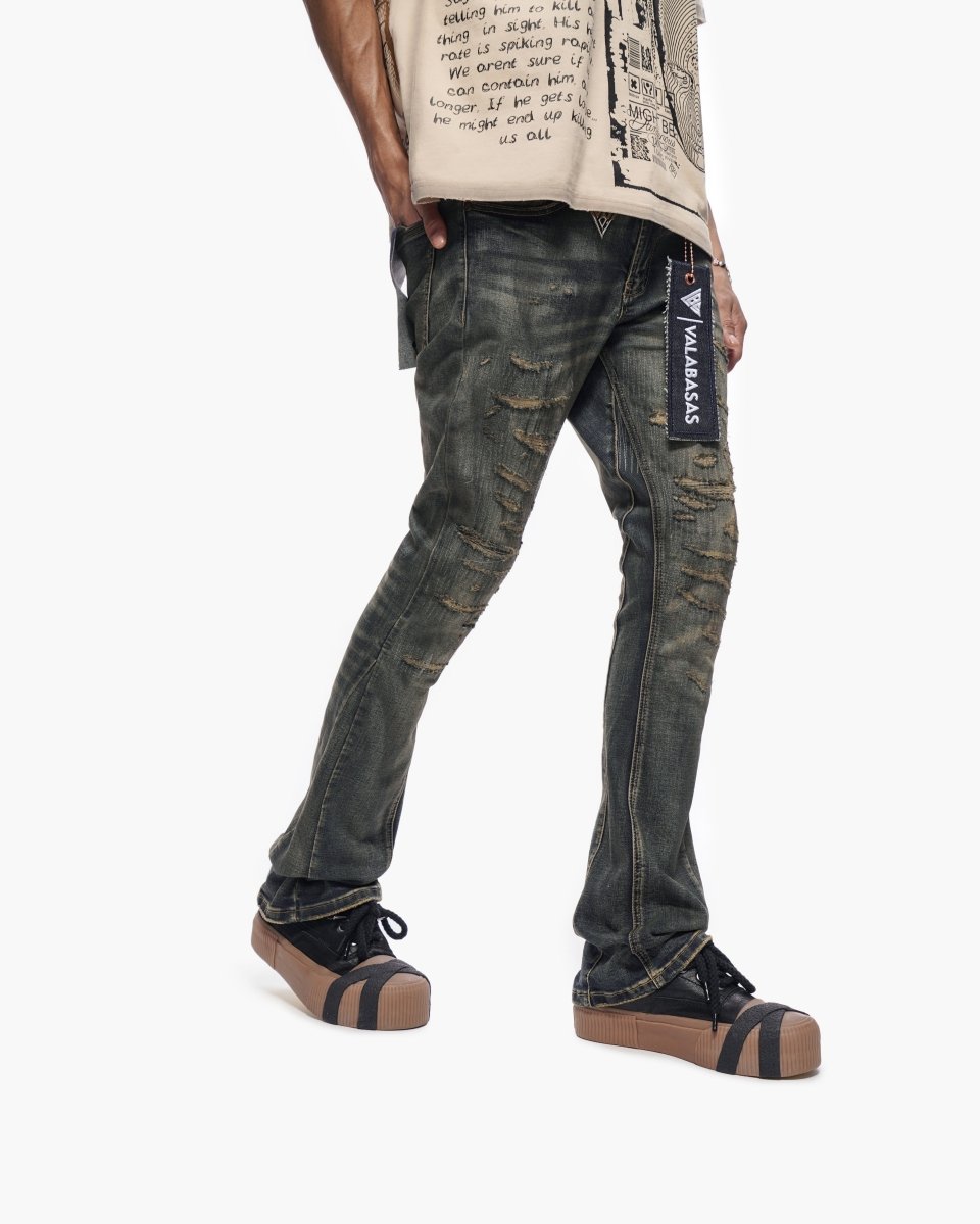 Sabotage Stacked Light Vintage Wash Jeans - Valabasas