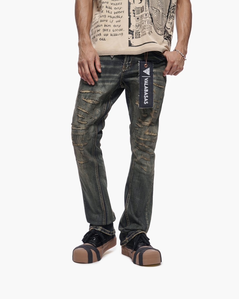 Sabotage Stacked Light Vintage Wash Jeans - Valabasas