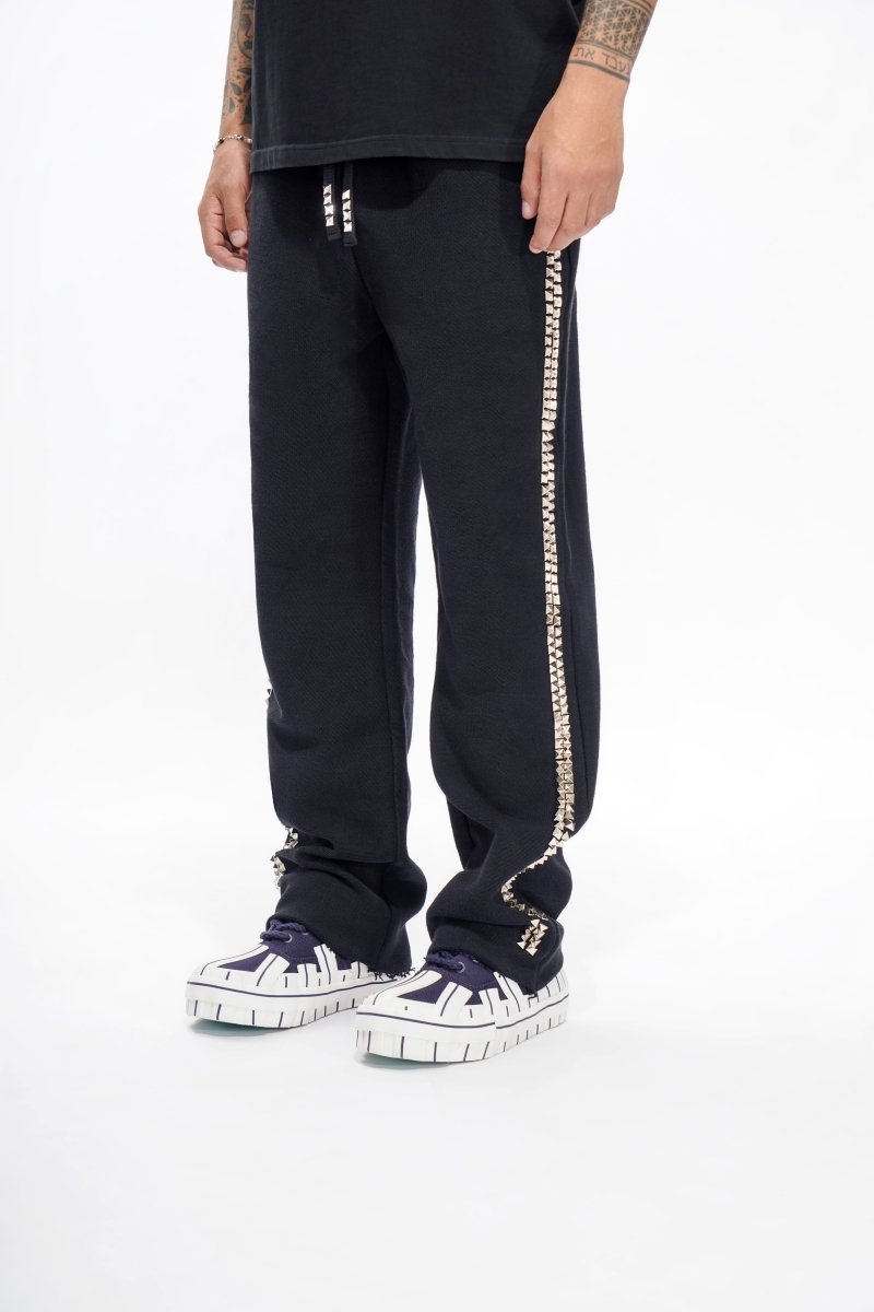 Saturn Black Straight Fleece Pants - Valabasas