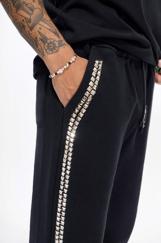 Saturn Black Straight Fleece Pants - Valabasas