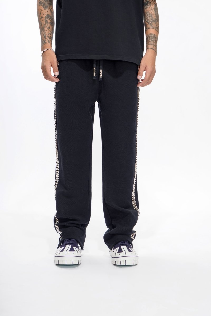 Saturn Black Straight Fleece Pants - Valabasas