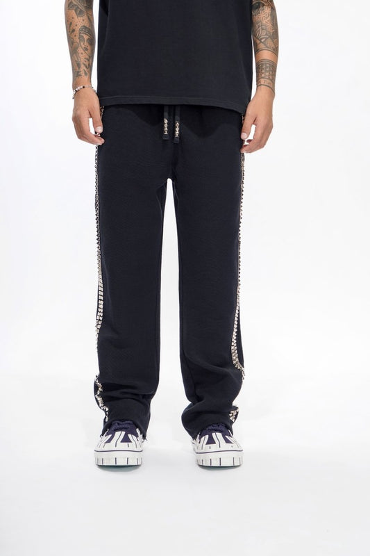 Saturn Black Straight Fleece Pants - Valabasas