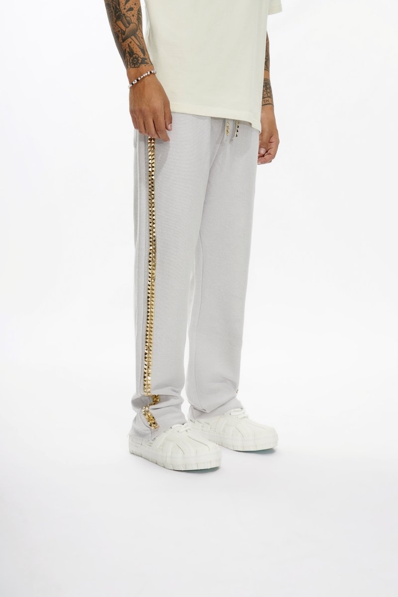 Saturn Light Grey Straight Fleece Pants - Valabasas