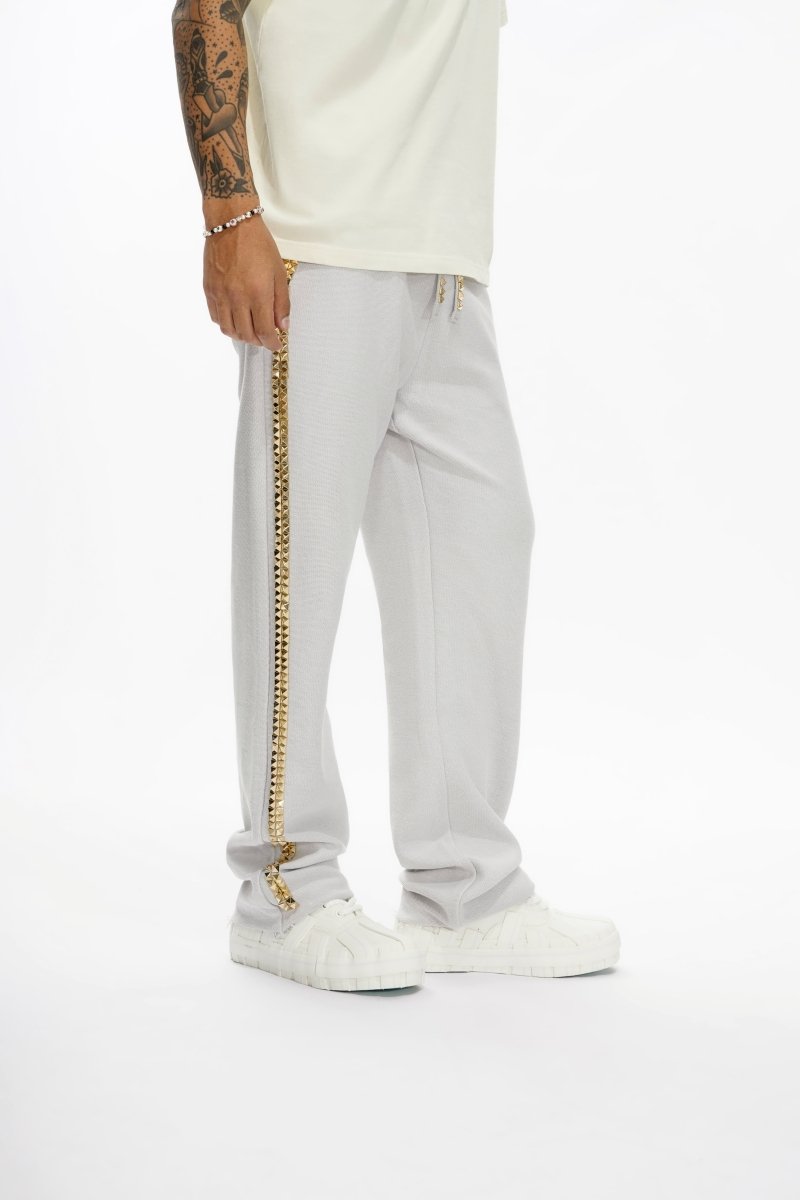 Saturn Light Grey Straight Fleece Pants - Valabasas
