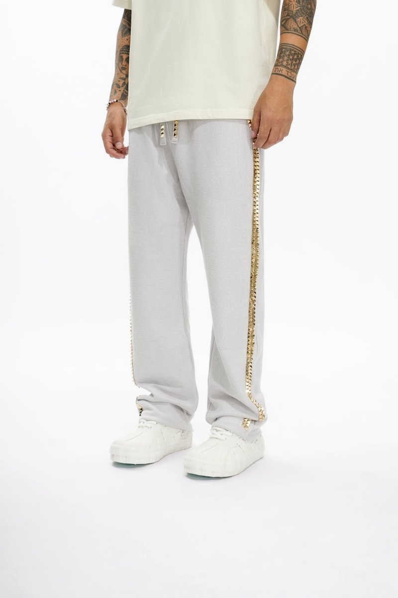 Saturn Light Grey Straight Fleece Pants - Valabasas