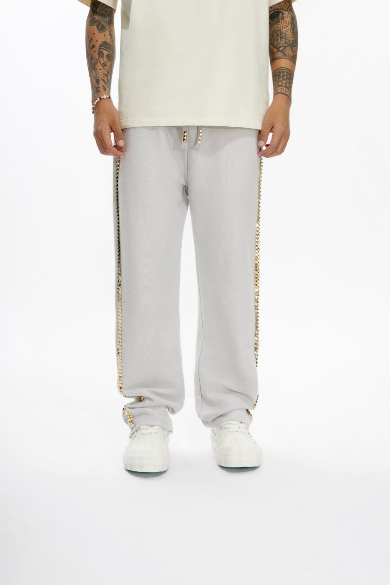 Saturn Light Grey Straight Fleece Pants - Valabasas