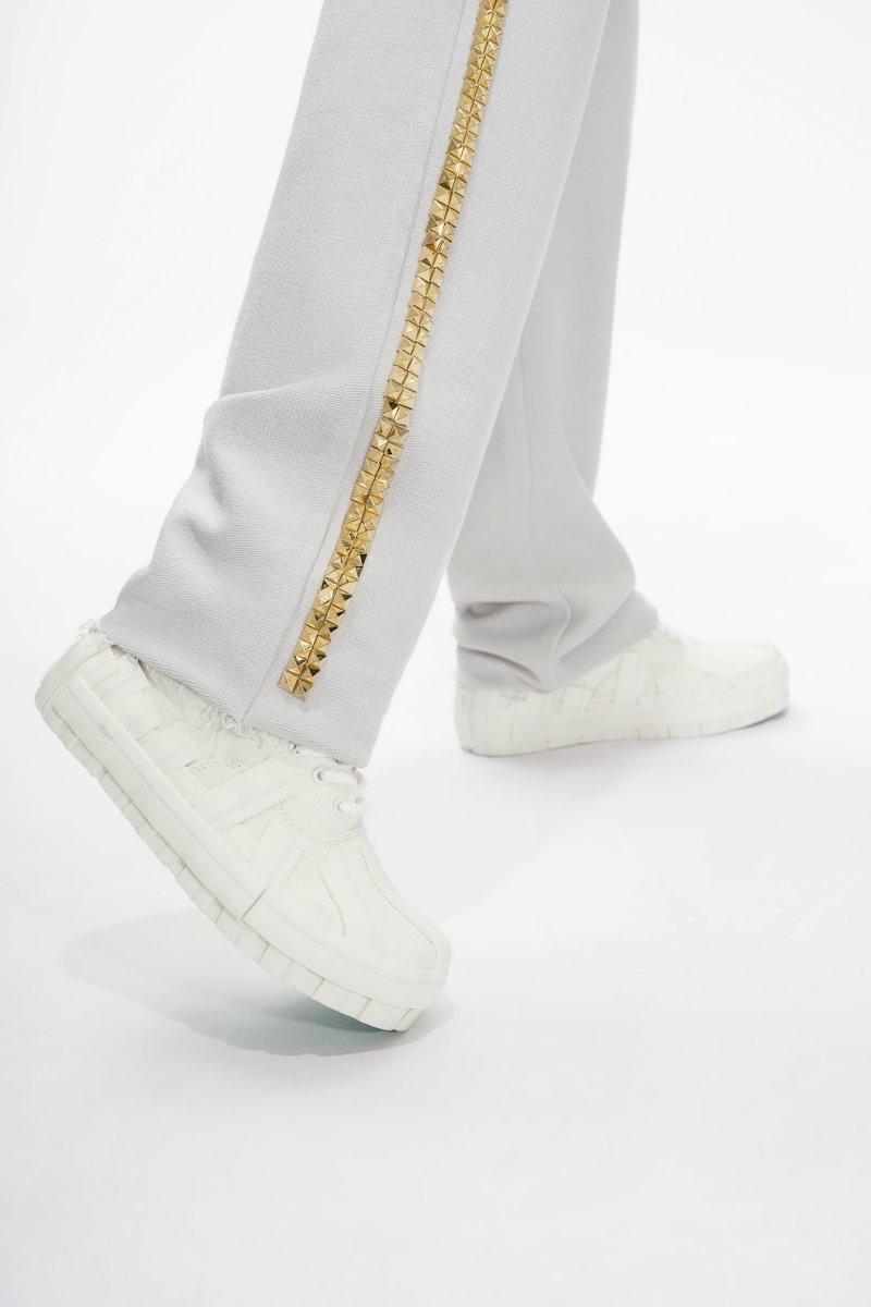 Saturn Light Grey Straight Fleece Pants - Valabasas