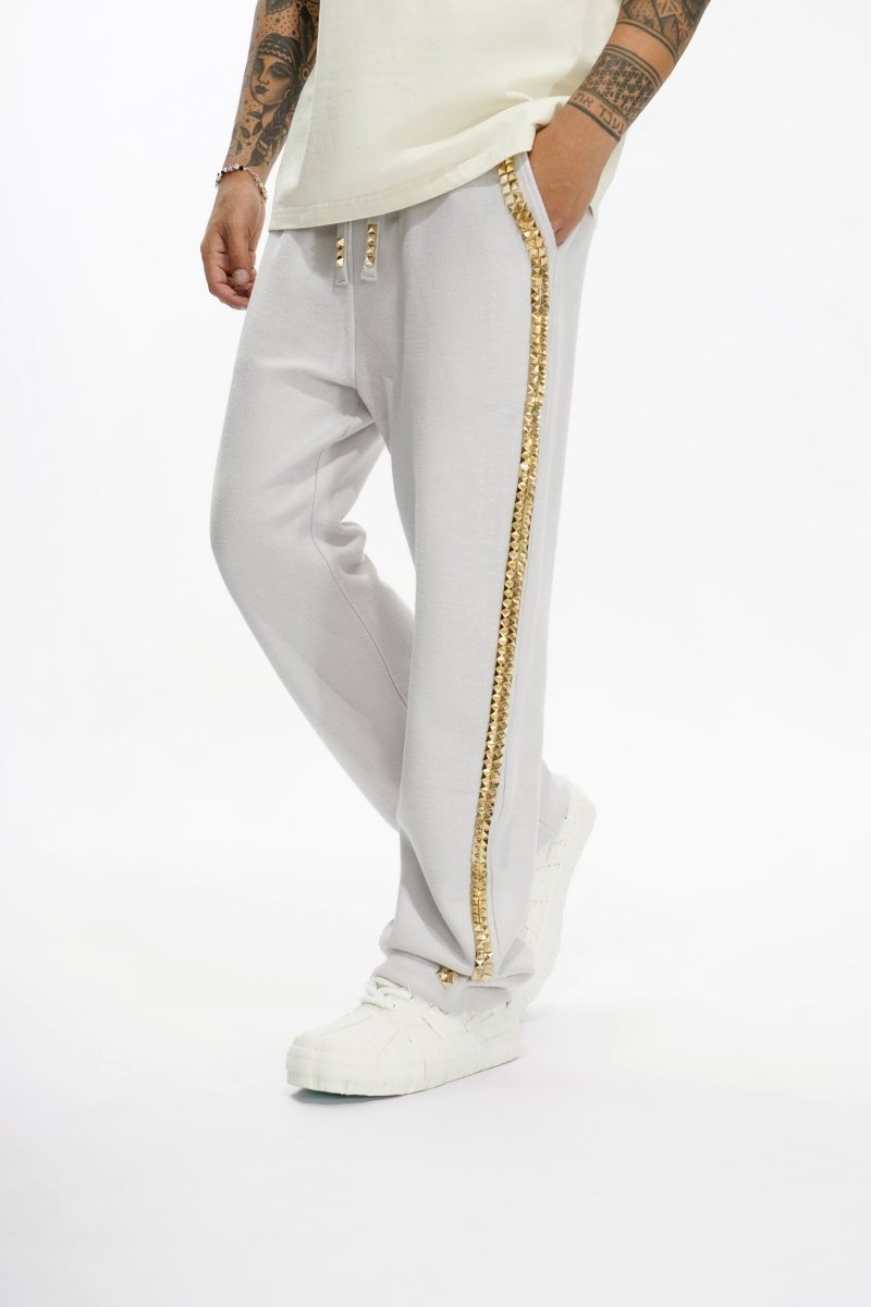 Saturn Light Grey Straight Fleece Pants - Valabasas