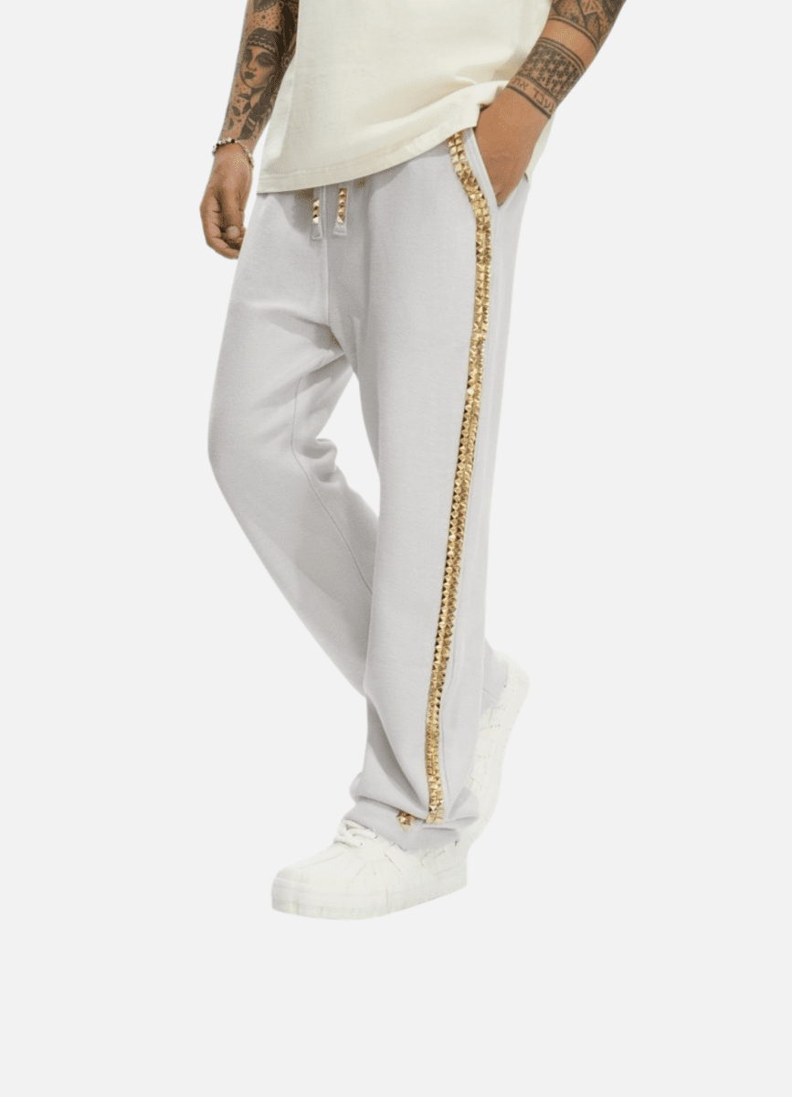 Saturn Light Grey Straight Fleece Pants - Valabasas