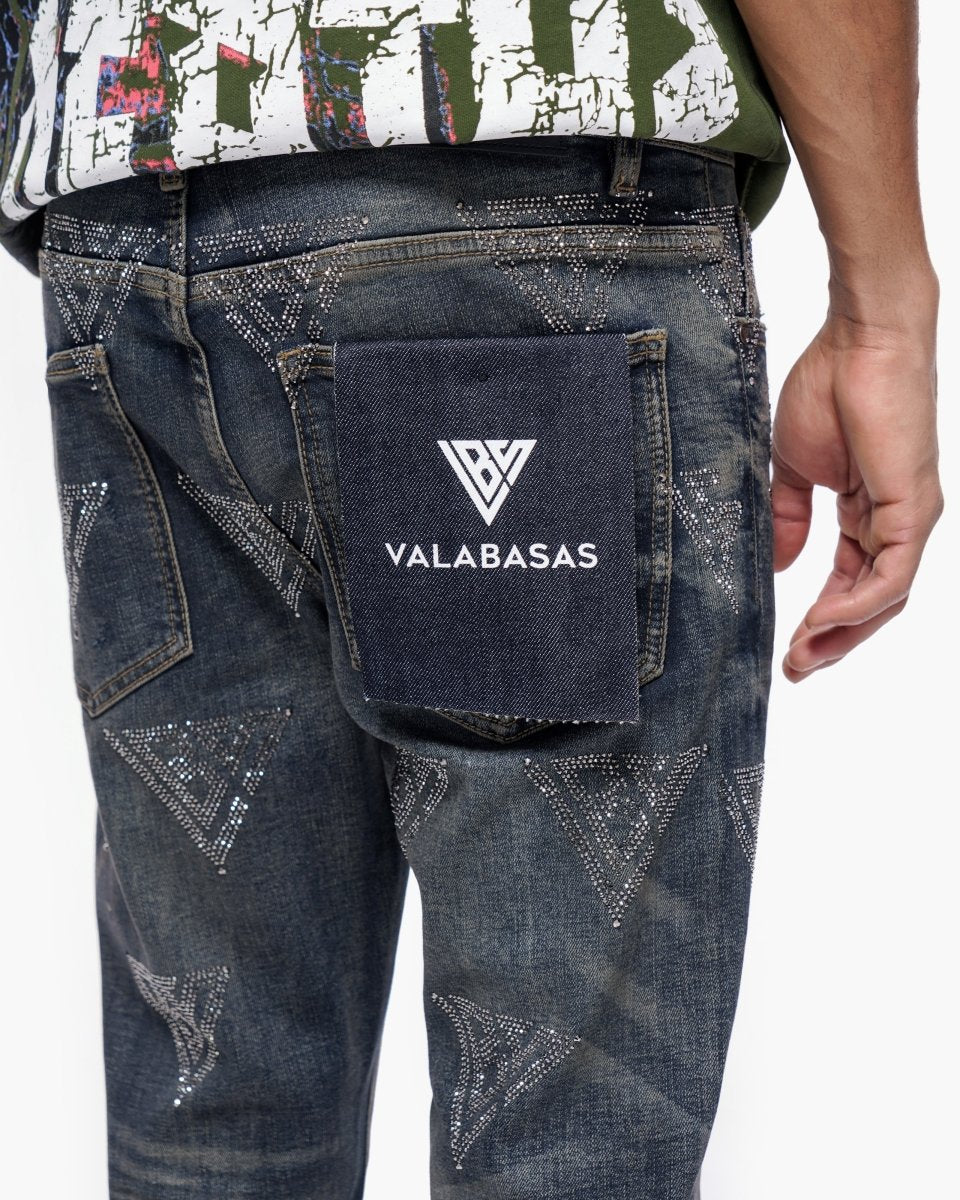 Scatter Skinny Dark Dirty Blue Jeans – Valabasas