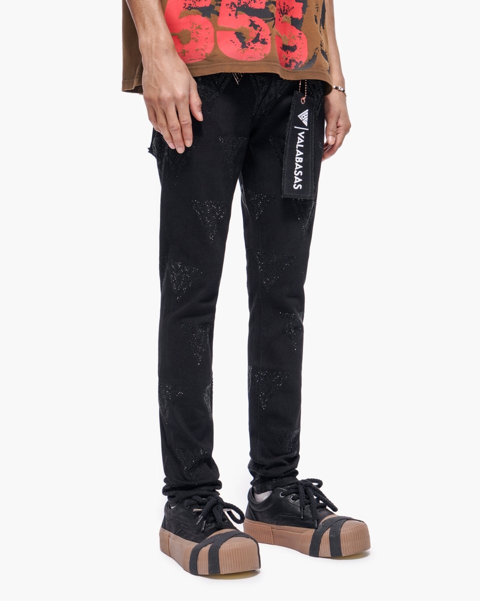 Scatter Skinny Jet Black Jeans - Valabasas