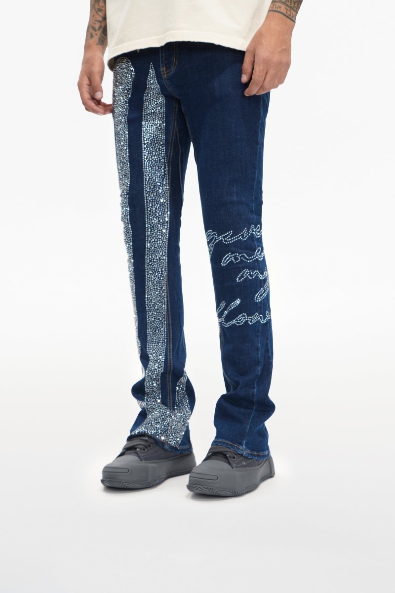 Scripted Denim Blue Stacked - Valabasas