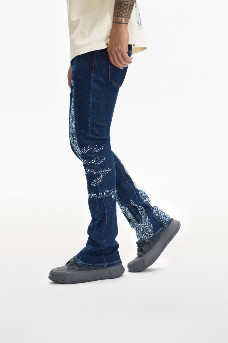 Scripted Denim Blue Stacked - Valabasas