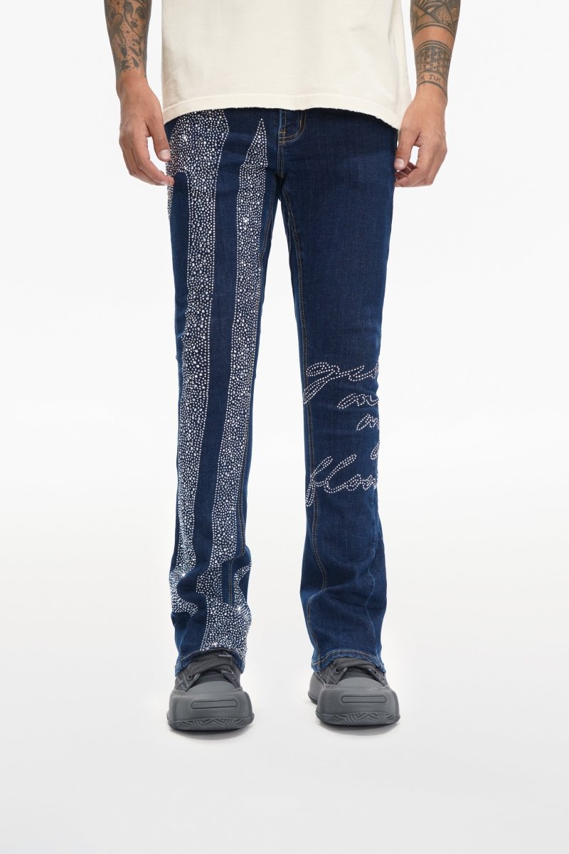 Scripted Denim Blue Stacked