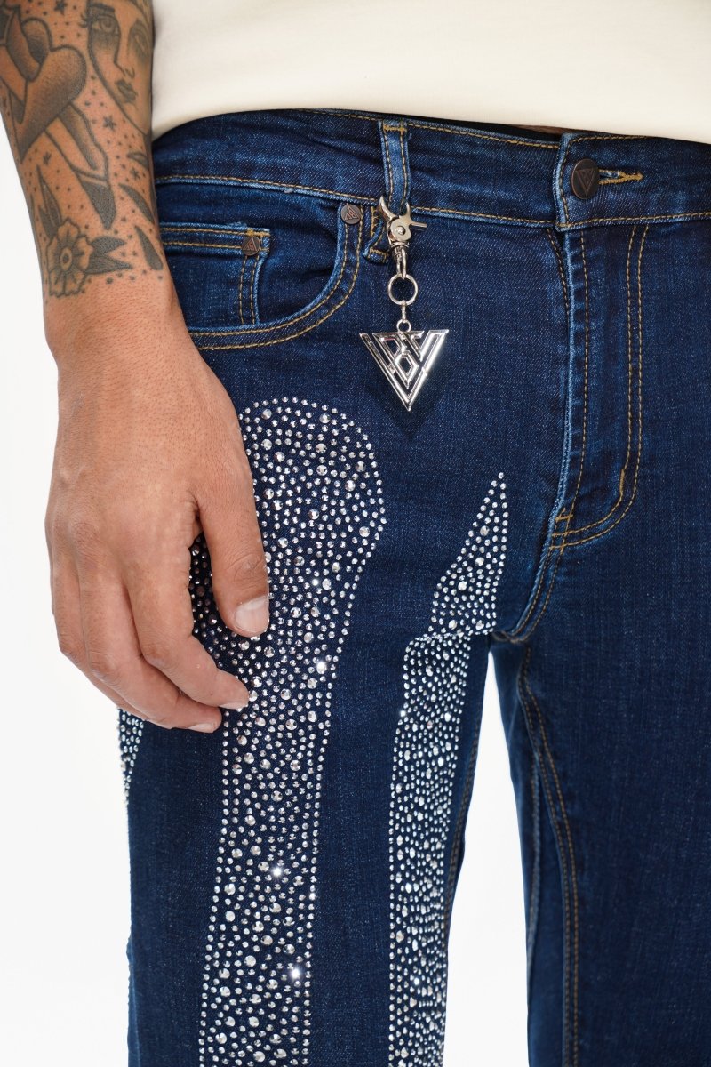 Scripted Denim Blue Stacked