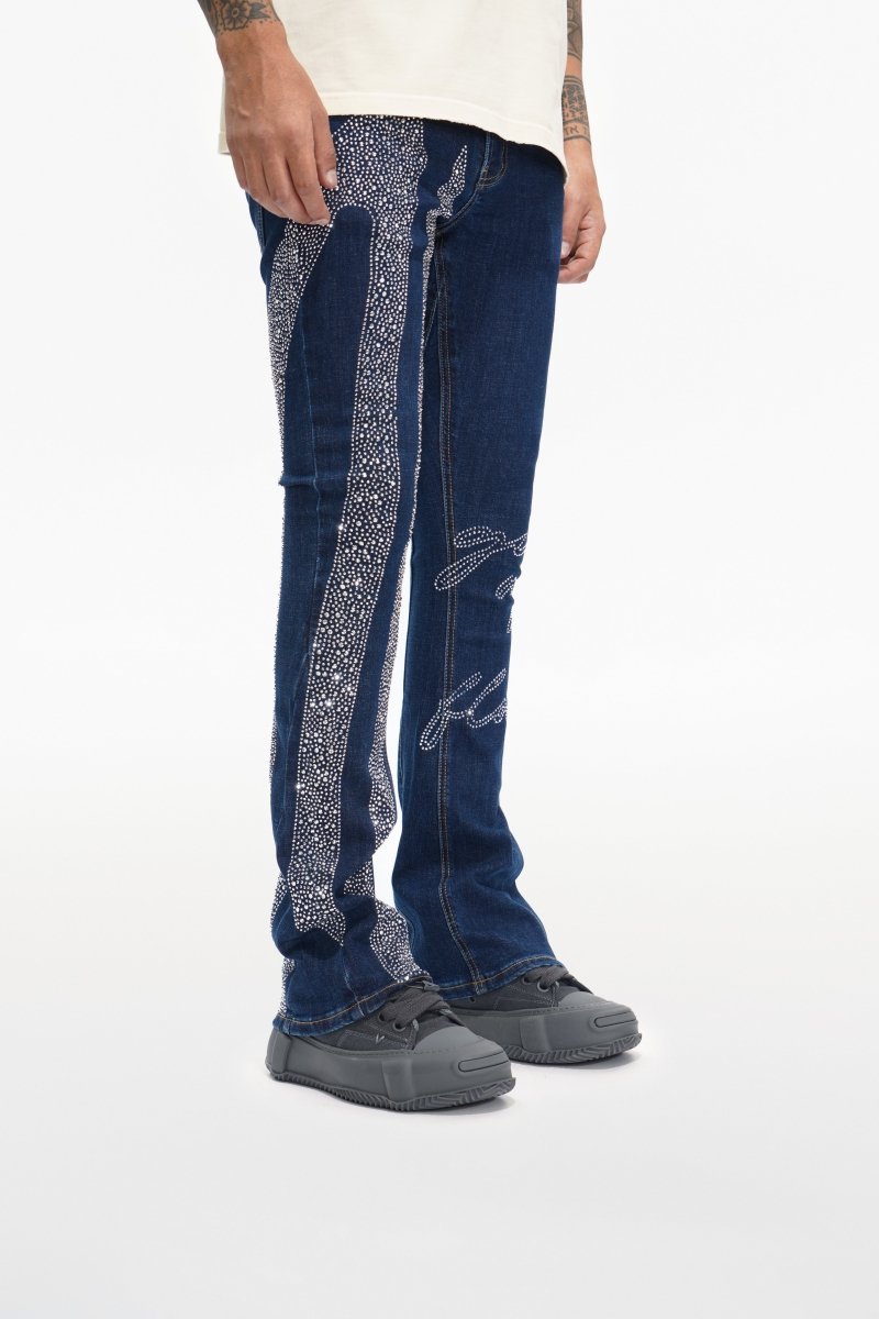 Scripted Denim Blue Stacked - Valabasas