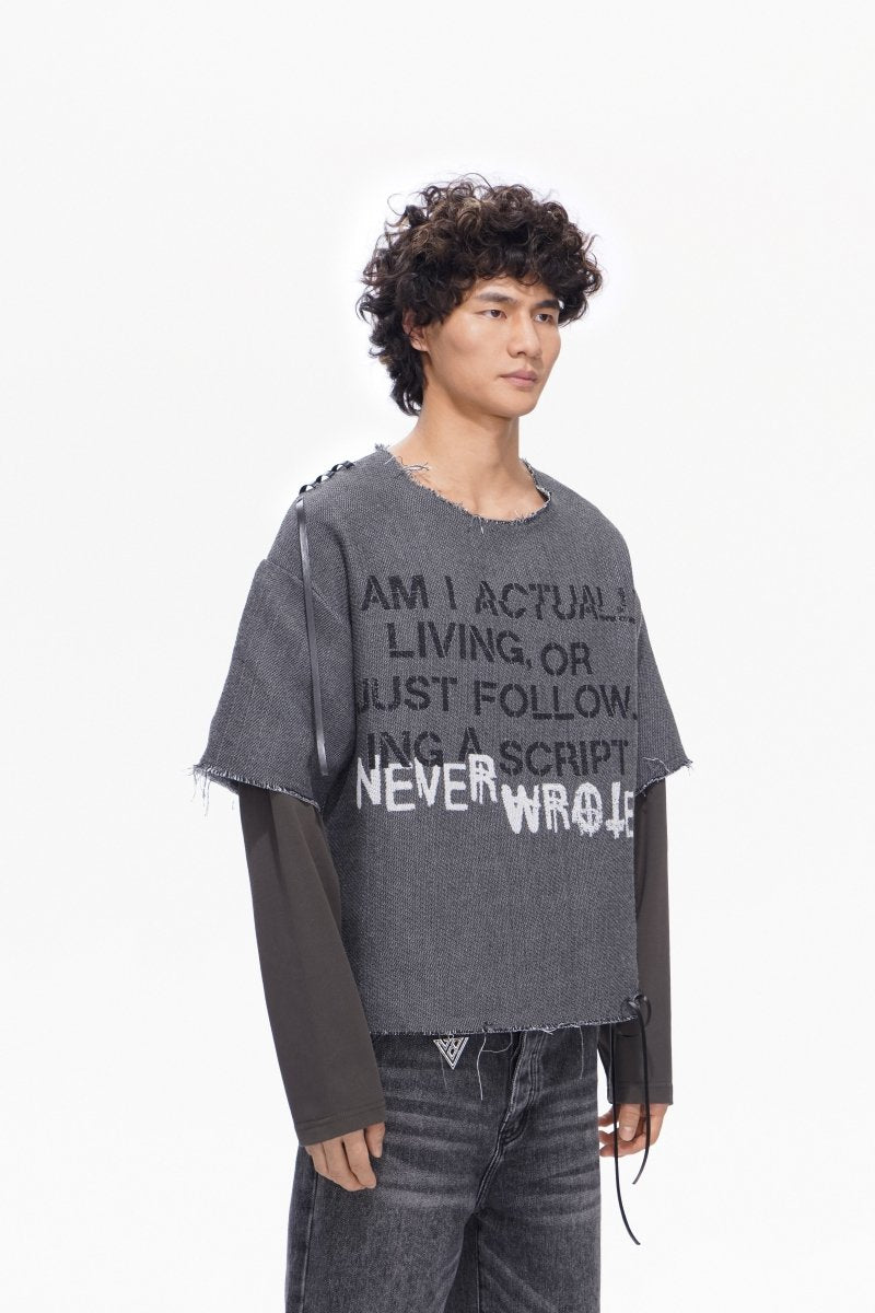 Scripted Layered Tee Grey - Valabasas