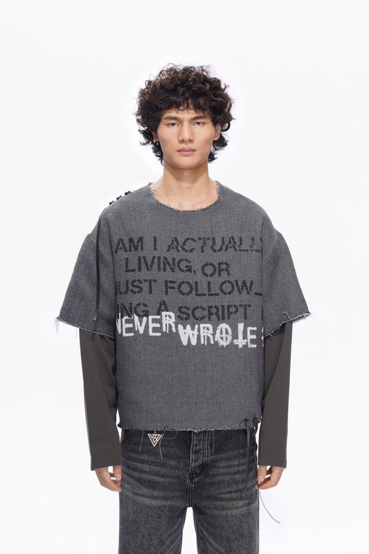 Scripted Layered Tee Grey - Valabasas