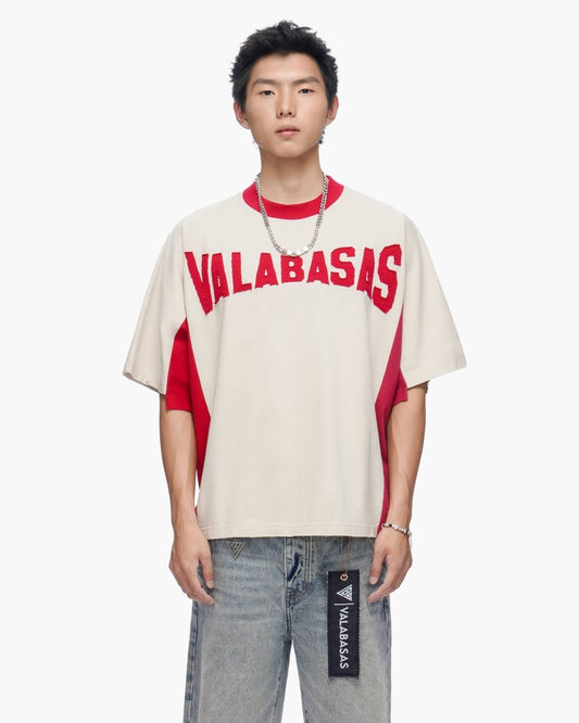 Seam Stitch Cream Red Tee - Valabasas