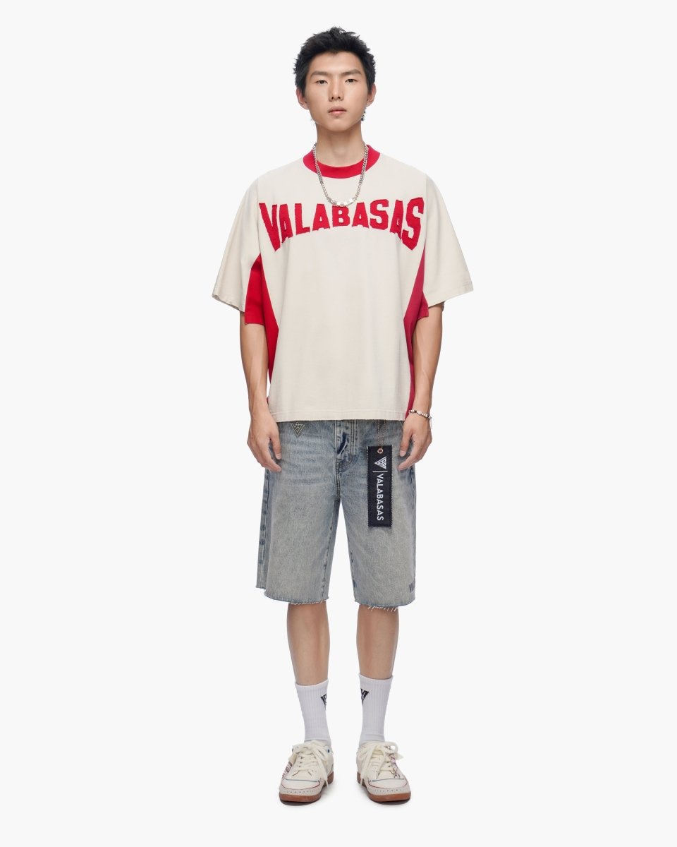 Seam Stitch Cream Red Tee - Valabasas