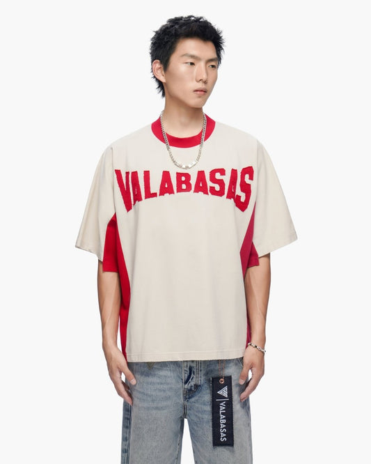 Seam Stitch Cream Red Tee - Valabasas