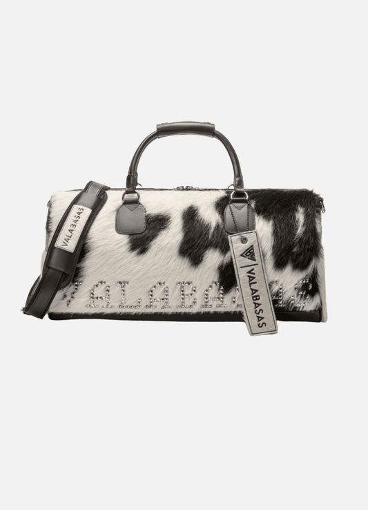 Sella 100% Cowhide Duffel Bag – Black & White - Valabasas