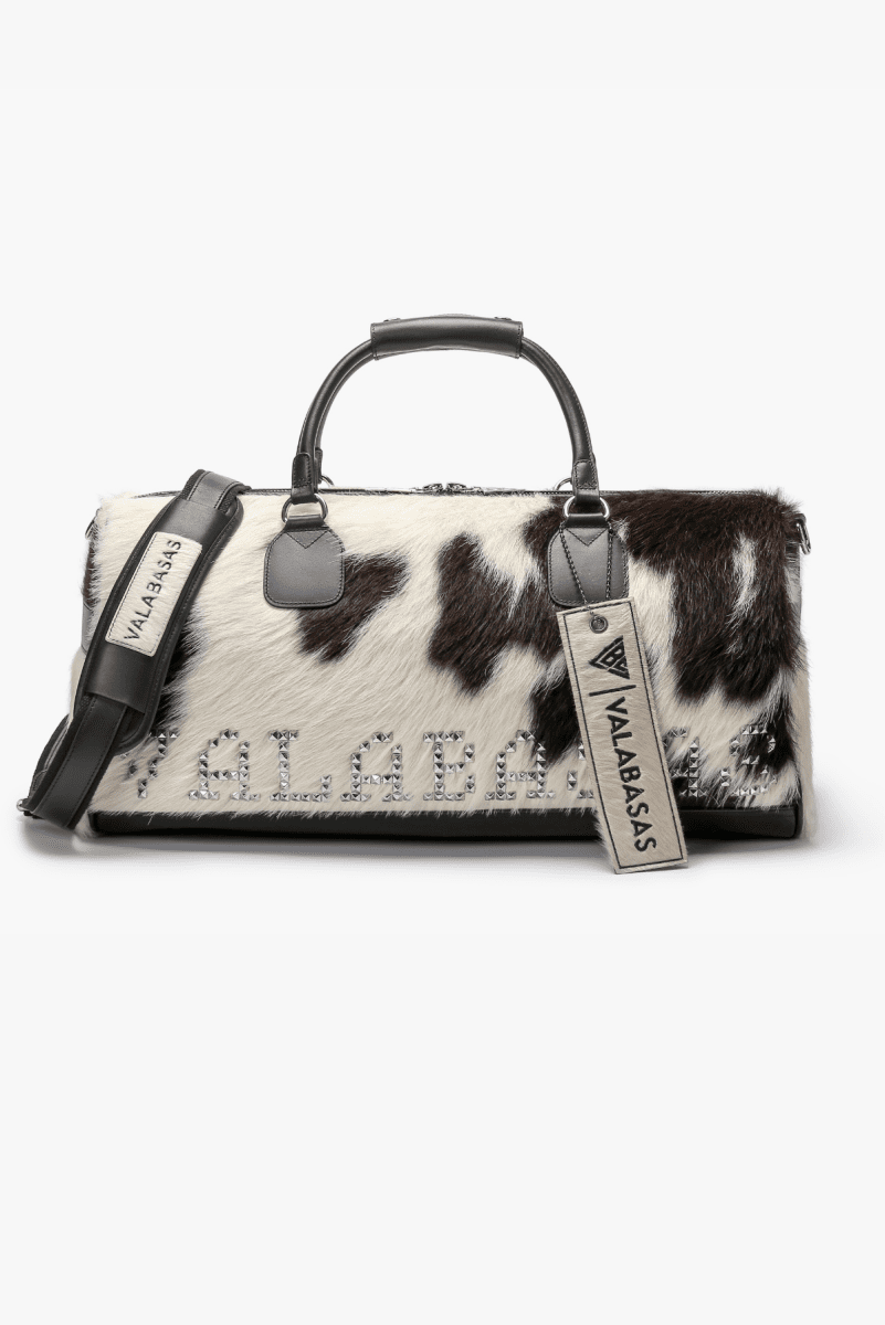 Sella 100% Cowhide Duffel Bag – Black & White - Valabasas