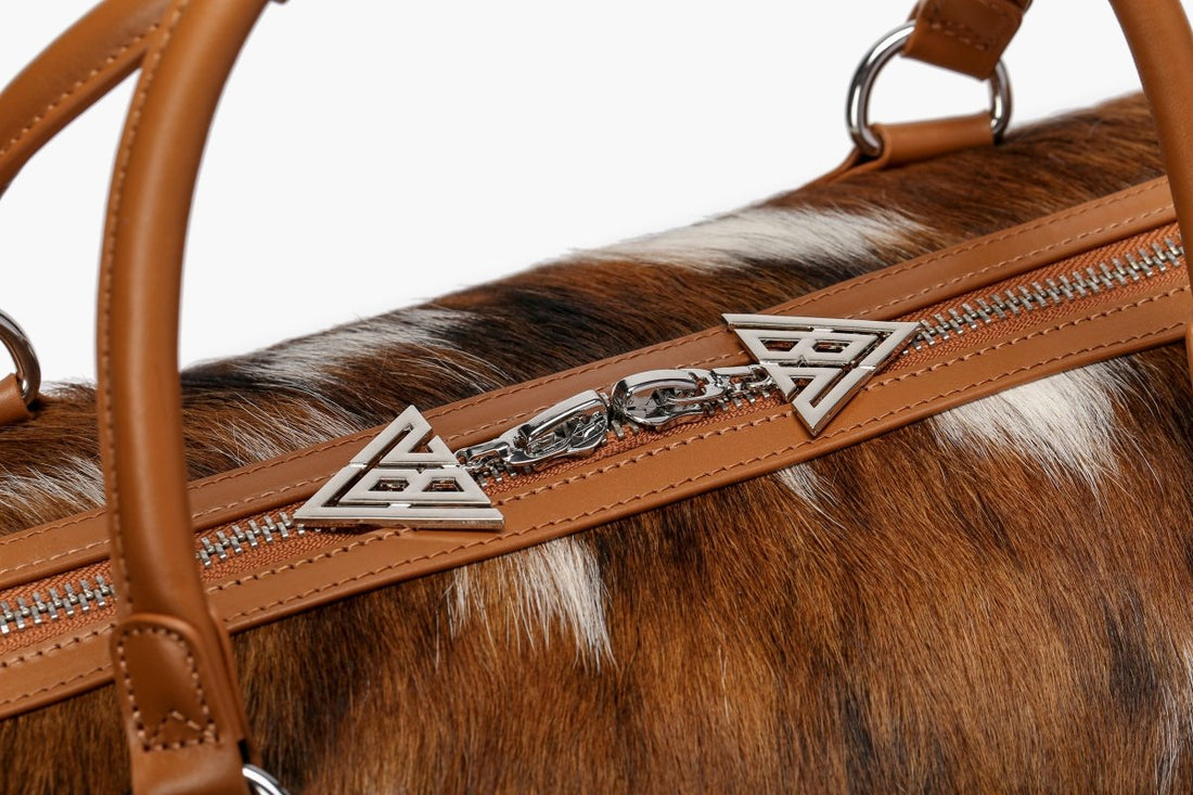 Sella 100% Cowhide Duffel Bag - Brown & Cream - Valabasas