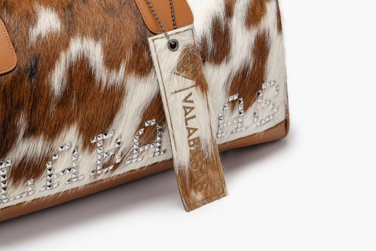 Sella 100% Cowhide Duffel Bag - Brown & Cream - Valabasas