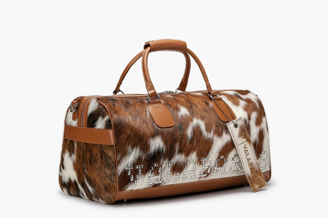 Sella 100% Cowhide Duffel Bag - Brown & Cream - Valabasas