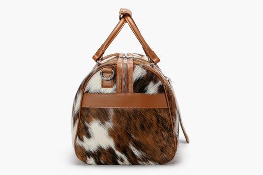Sella 100% Cowhide Duffel Bag - Brown & Cream - Valabasas
