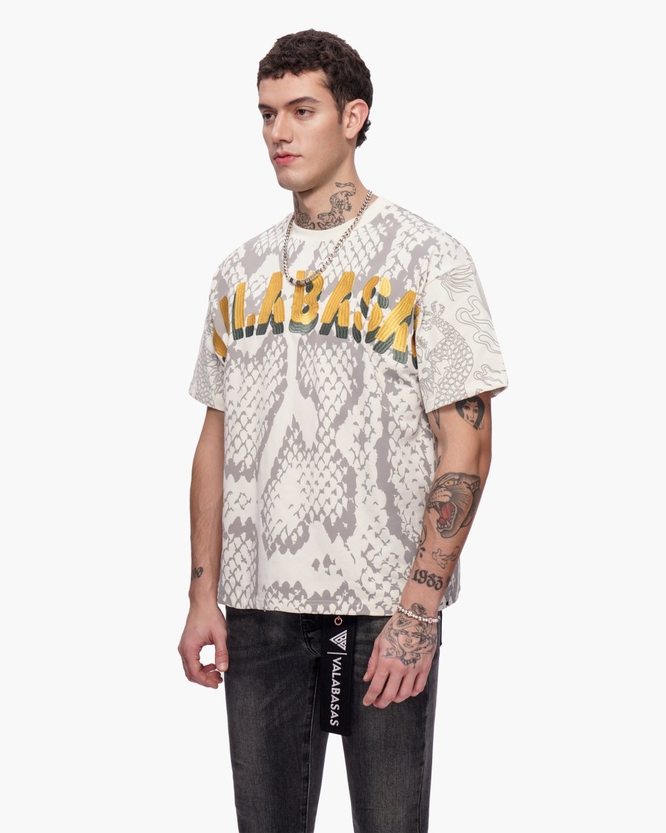 Serpent Fade Tee White - Valabasas