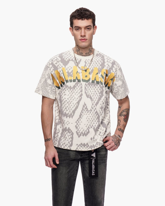 Serpent Fade Tee White - Valabasas