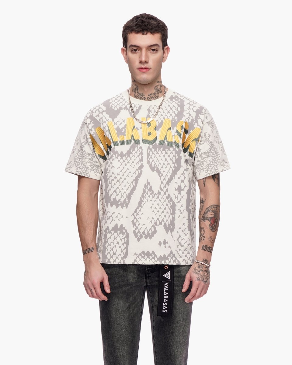 Serpent Fade Tee White - Valabasas