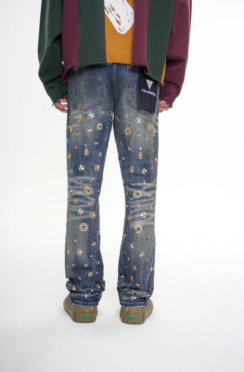 Shea Dark Vintage Blue Stacked Jeans - Valabasas