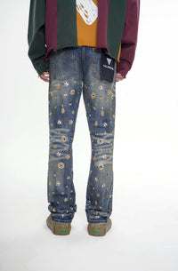 Shea Dark Vintage Blue Stacked Jeans - Valabasas