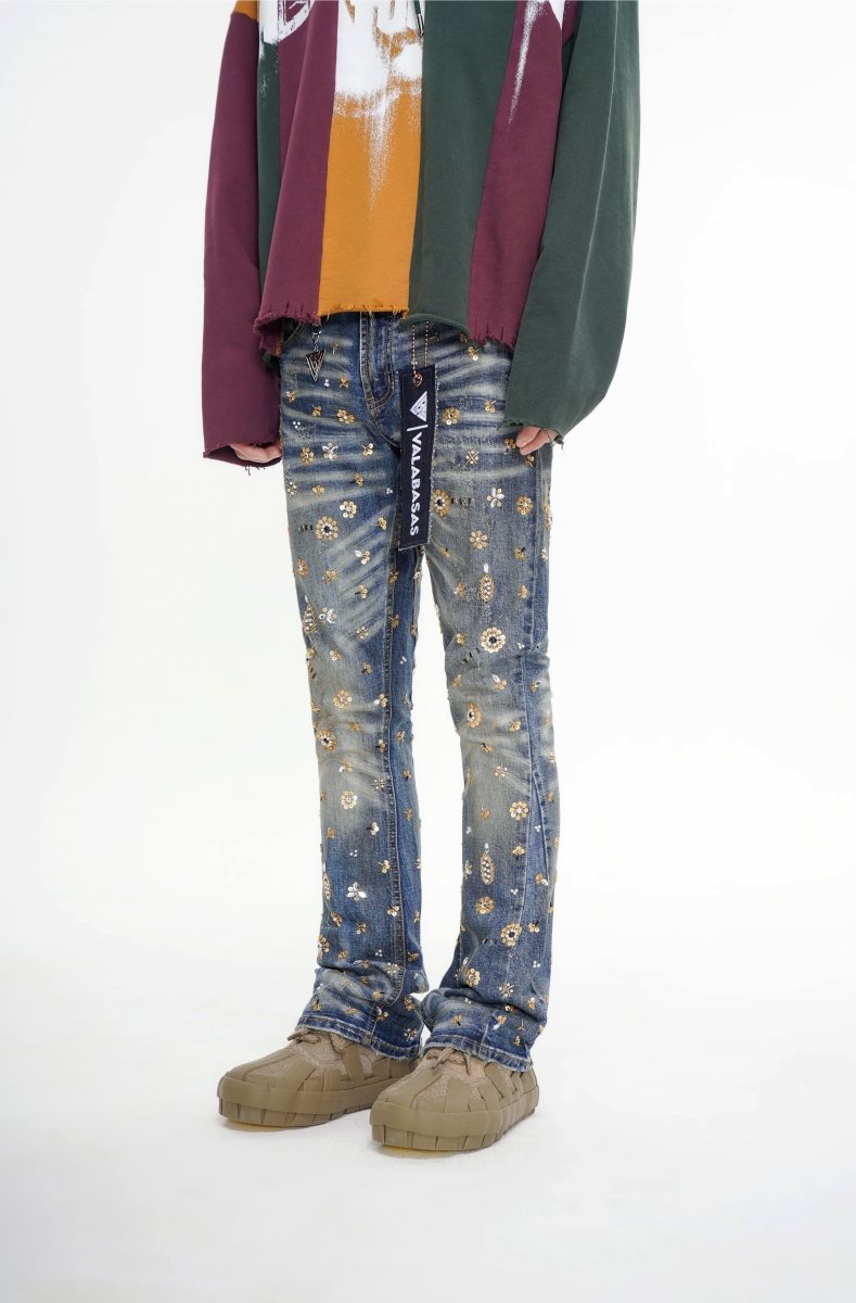 Shea Dark Vintage Blue Stacked Jeans - Valabasas