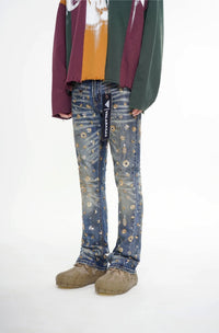 Shea Dark Vintage Blue Stacked Jeans - Valabasas