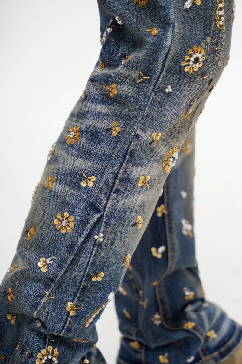 Shea Dark Vintage Blue Stacked Jeans - Valabasas